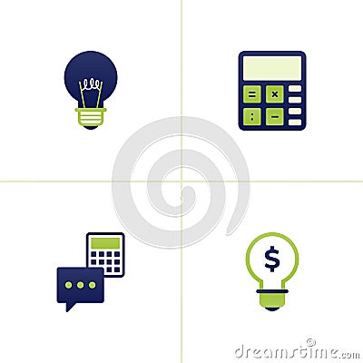 Icon vector of thoughts and ideas, calculators for finance and taxes, comments on calculations with the calculator, ideas on Vector Illustration