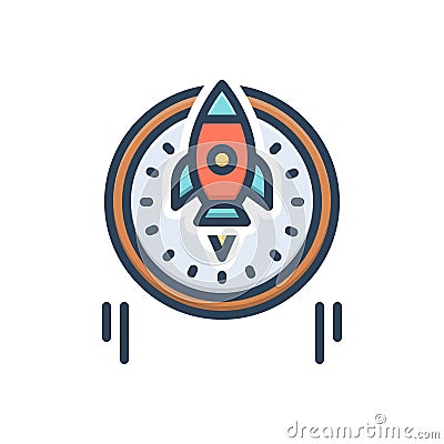 Color illustration icon for Velocity, speed and spcaeship Vector Illustration