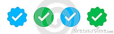 verified badge icon approved tick button set certificate badge quality certify icon account verification checkmark social Vector Illustration