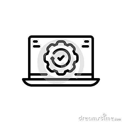 Black line icon for Version, type and service Vector Illustration