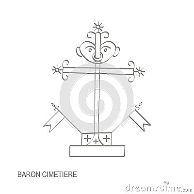 icon with veve vodoo symbol Baron Cimetiere Vector Illustration