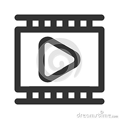 Icon video player in line style. vector illustration and editable stroke. Isolated on white background Vector Illustration