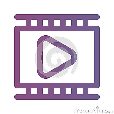 Icon video player in lineal gradient style. vector illustration and editable stroke. Isolated on white background Cartoon Illustration
