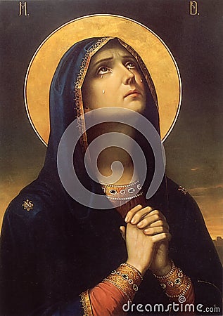 Icon of the Virgin Mary - Tanguirea, from Romanian Monastery, Neamt county Editorial Stock Photo