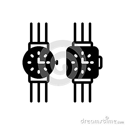 Black solid icon for Watches, wrist watch and horologe Stock Photo