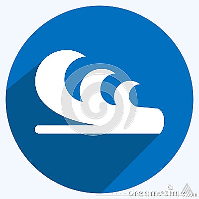 Icon Water Wave - Long Shadow Style Vector Illustration