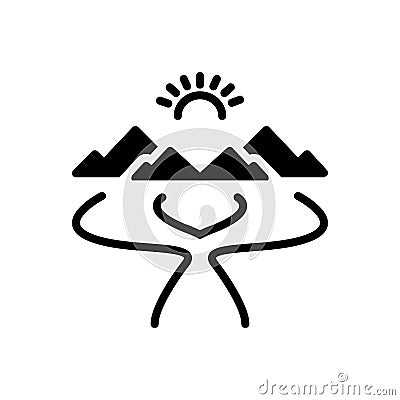 Black solid icon for Watershed, mountain and hill Stock Photo