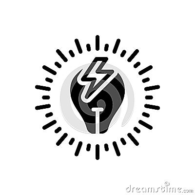 Black solid icon for Watts, power and electric Vector Illustration