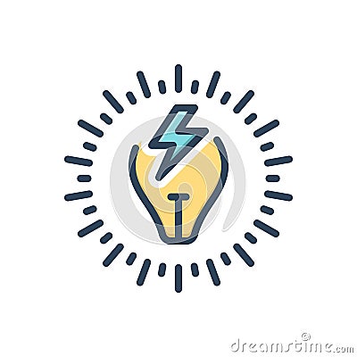 Color illustration icon for Watts, power and electric Vector Illustration