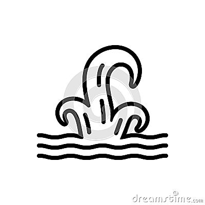 Black line icon for Waves, ripple and ocean Vector Illustration