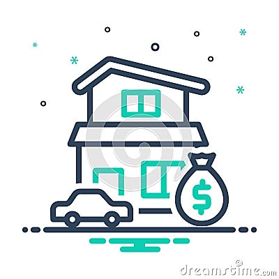 Mix icon for Wealth, affluence and property Stock Photo