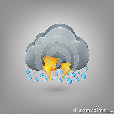 Icon weather. Rain cloud lightning Vector Illustration