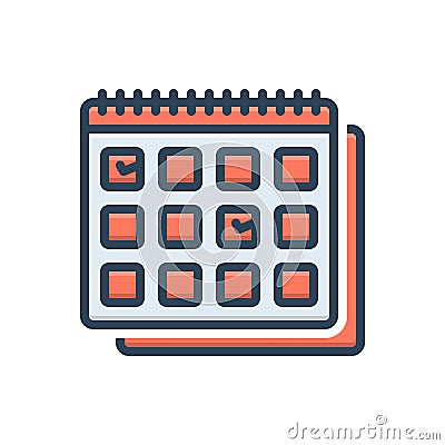 Color illustration icon for Weekly, once a week and calendar Cartoon Illustration
