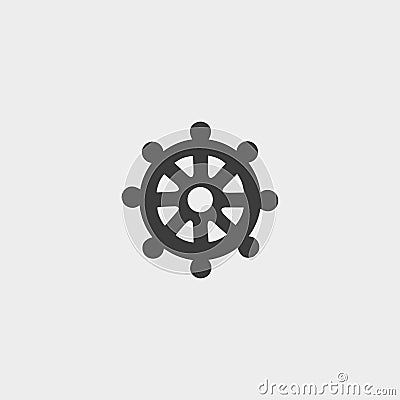 Icon wheel of Dharma in a flat design in black color. Vector illustration eps10 Vector Illustration