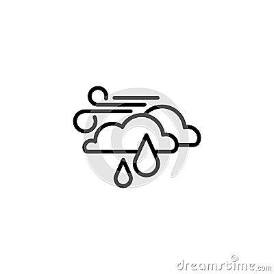 Icon. Wind, clouds and rain Vector Illustration