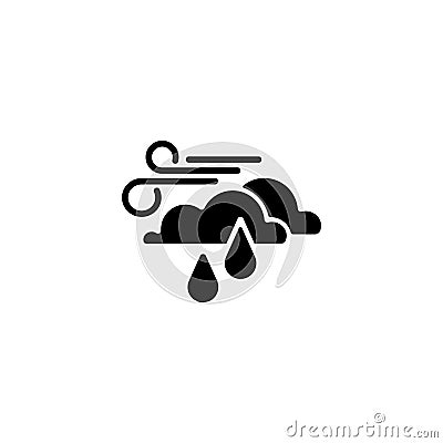 Icon. Wind, clouds and rain Vector Illustration