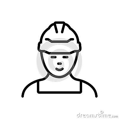 Black line icon for Worker, laborer and shopman Vector Illustration