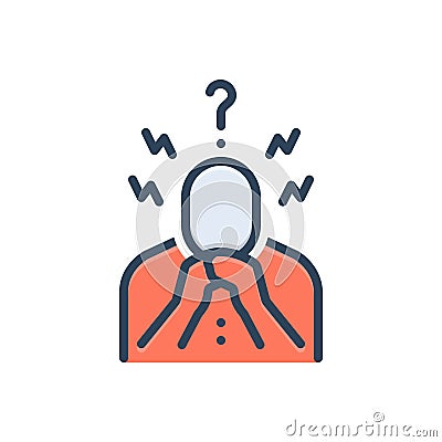 Color illustration icon for Worried, anxious and troubled Vector Illustration