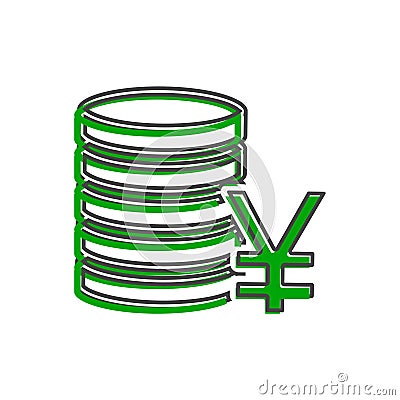 Icon of yen currency. Yen money. Symbol of Japanese currency cartoon style on white isolated background Vector Illustration