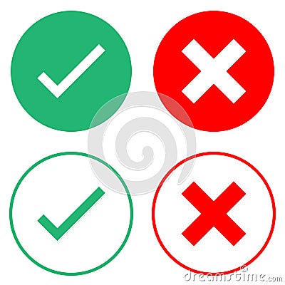 Icon Yes and Icon Wrong Vector Illustration