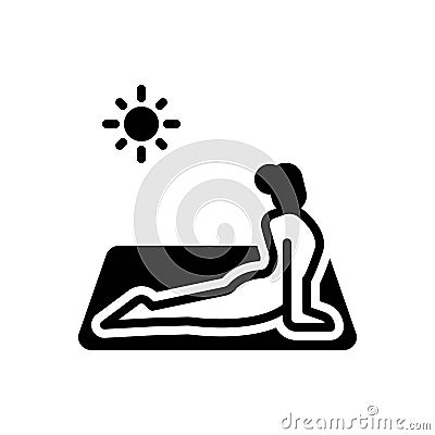 Black solid icon for Yoga, summation and wellness Stock Photo