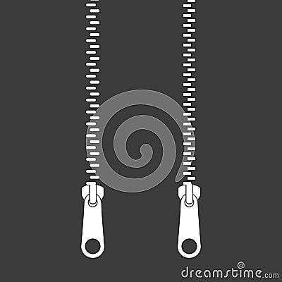 Icon zipper. Two types. Zippered lock. Closed zipper. Fastener. Vector illustration Vector Illustration