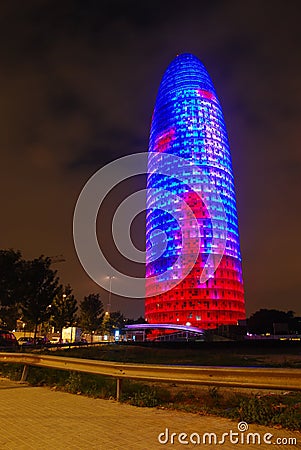 Iconic Agbar Tower or Torre Agbar in Barcelona Editorial Stock Photo