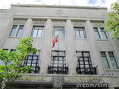 Iconic building of the Government of the Capital District or Gobierno del Distrito Capital, located in the center of the city of C Editorial Stock Photo