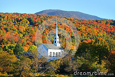 Iconic church in Stowe Vermont Stock Photo