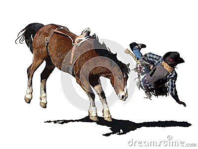 Iconic clipart of a bucking horse and rodeo cowboy Cartoon Illustration