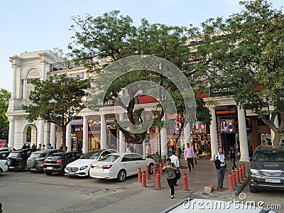 Iconic Connaught Place market with shops Editorial Stock Photo