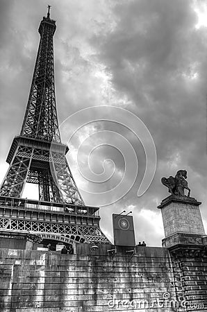 Iconic Eiffel Tower in Paris, France Stock Photo