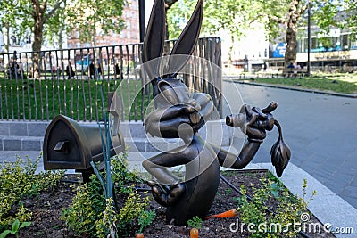 Iconic Film Character Statues In Leicester Square, Bugs bunny Editorial Stock Photo