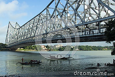 Howrah bridge or Rabindra Setu on Hoogly river Stock Photo