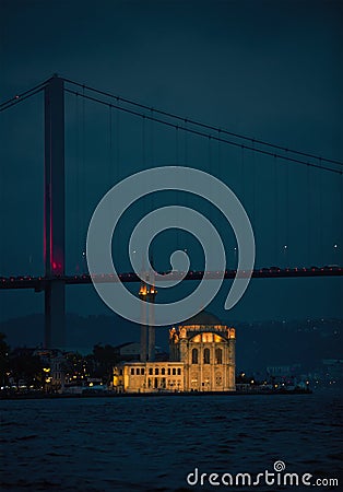 Iconic Istanbul view of The Bridge and The Mosque Editorial Stock Photo