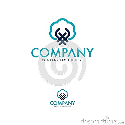 Creative Cotton Logo Design Template Cartoon Illustration