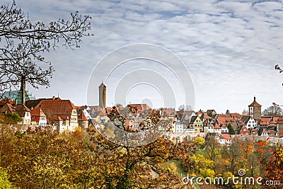 Iconic Mediaeval Town in Germany During Autrumn Stock Photo