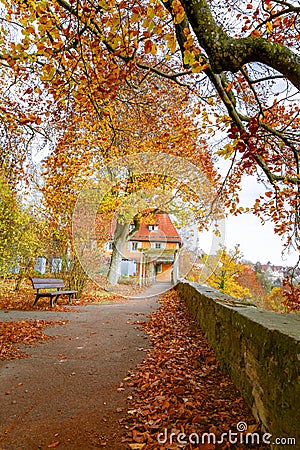 Iconic Mediaeval Town in Germany During Autrumn Stock Photo