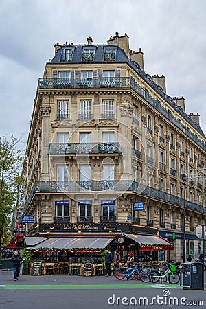 Parisian bistro, restaurant and bar in Paris, France Editorial Stock Photo