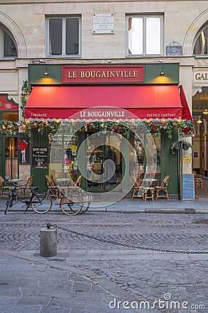 Parisian bistro 'LE BOUGAINVILLE', restaurant and bar in Paris, France Editorial Stock Photo