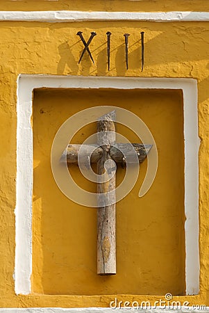 Iconic photo. Symbolic image of Jesus crucifixion. Catholicism in Guatemala, central America. Stock Photo