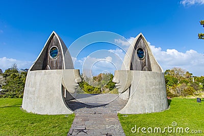 Iconic public toilets in the tourist town of Matakana near Auckland Editorial Stock Photo