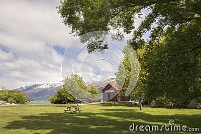 Iconic Boat house in Glenorchy, New Zealand Stock Photo