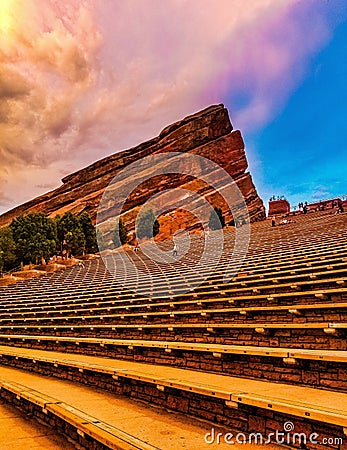 The iconic Red Rocks Amphitheater in Colorado Stock Photo