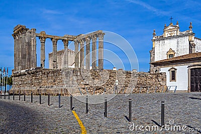 The iconic Roman Temple dedicated to the Emperor cult Stock Photo