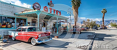 Iconic Route 66 Stop: Roy's Motel and Cafe - A Must-See Roadside Attraction Stock Photo