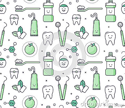 Iconic seamless Pattern about dentistry for kids Vector Illustration