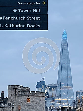 The iconic Shard building , modern architecture in London, England Editorial Stock Photo