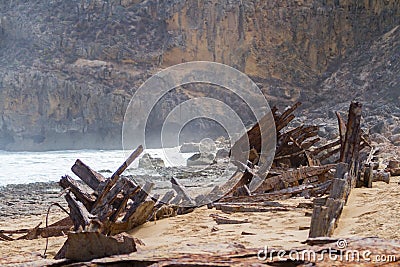 The iconic shipwreck of the SS Ferret and Ethel had the sand uncovered by a large storm on Ethel Beach, Yorke Peninsula, South Au Editorial Stock Photo