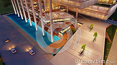 Iconic Shopping Experience Showcasing the Exterior and Interior Design of a Luxury Mall Stock Photo